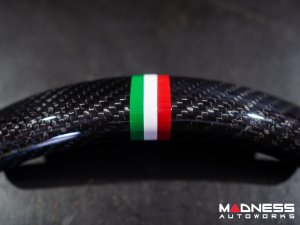 FIAT 500 Steering Wheel Trim - Racing Stripes w/ Italian Colors - Carbon Fiber 